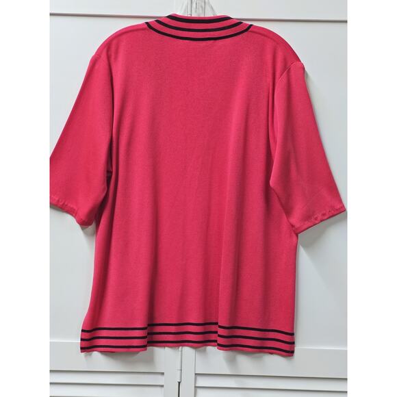 Misook Jacket Short Sleeve Open Front Business Career Pink Black Size Large - Picture 7 of 7